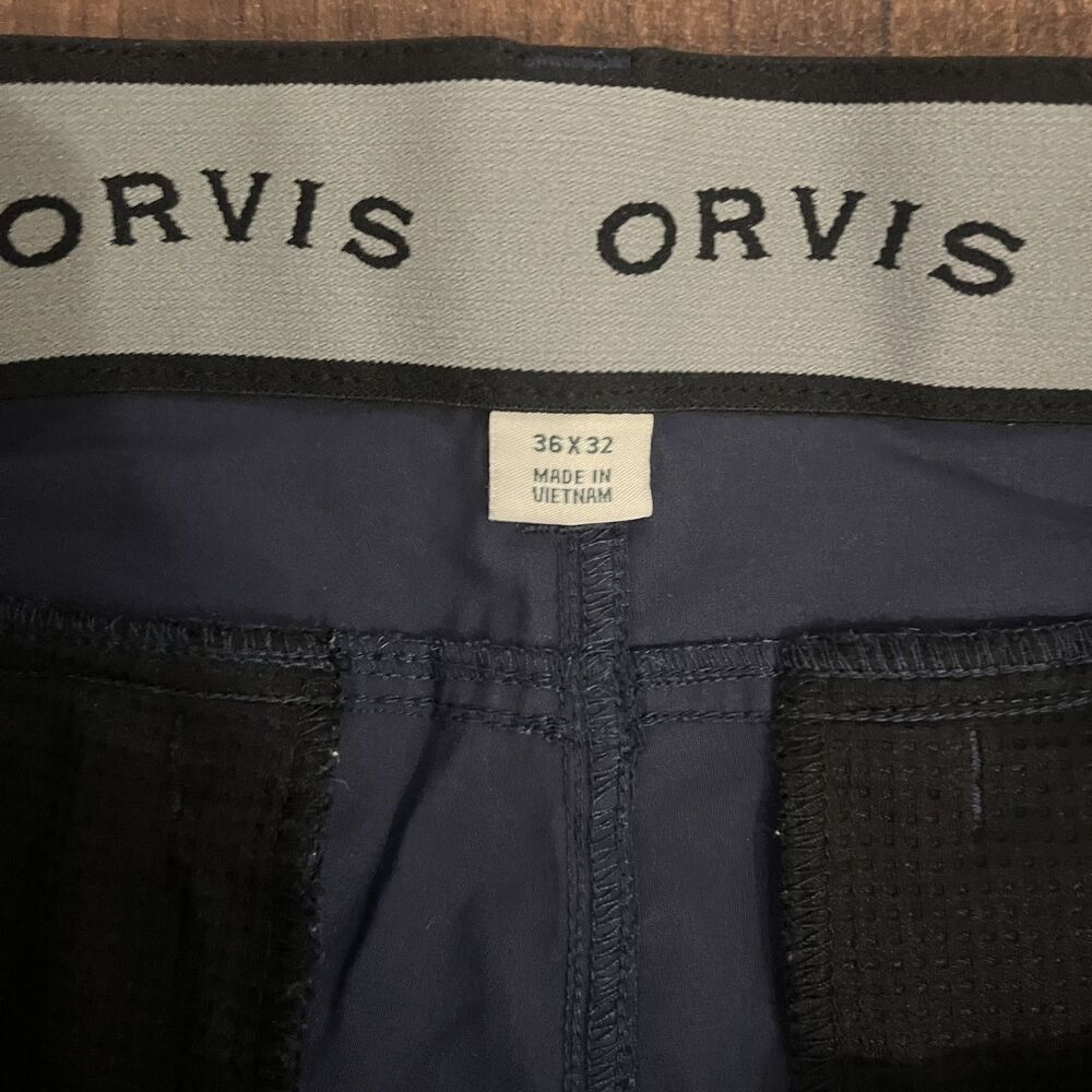 Orvis Tech Trek Pants Mens 36x32 Navy blue Outdoor Hiking nylon Stretch - Picture 2 of 4